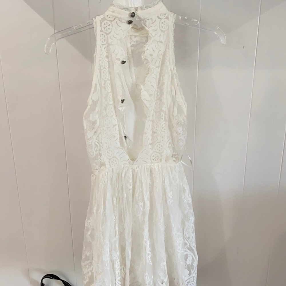 High Neck White Lace dress Free people